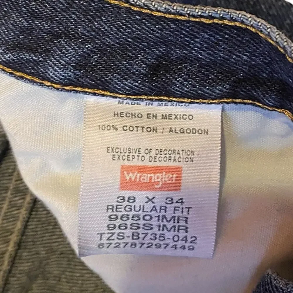 NWOT Men's WRANGLER Denim Blue Jeans Regular Fit ~ Size 38 x 34